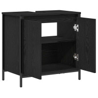 Produktbild för Tvättställsskåp för badrum svart 60x34,5x60 cm