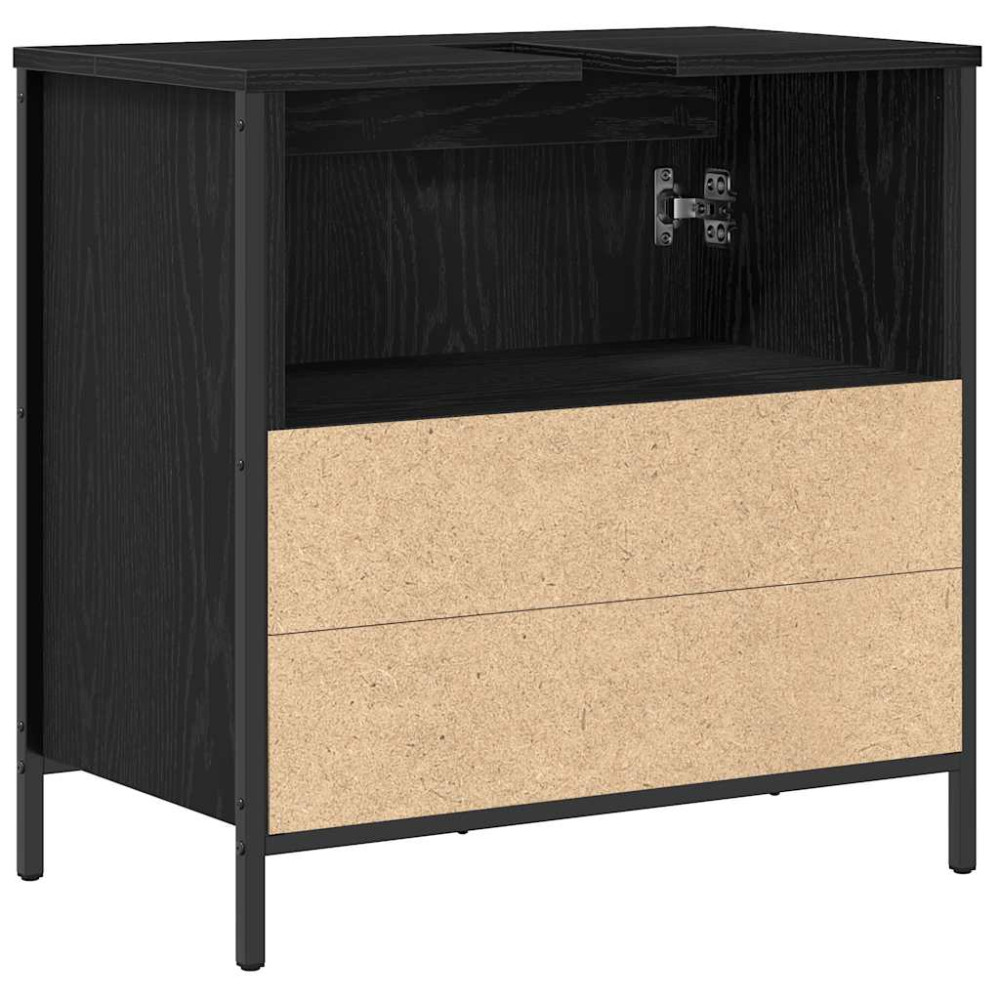 Produktbild för Tvättställsskåp för badrum svart 60x34,5x60 cm
