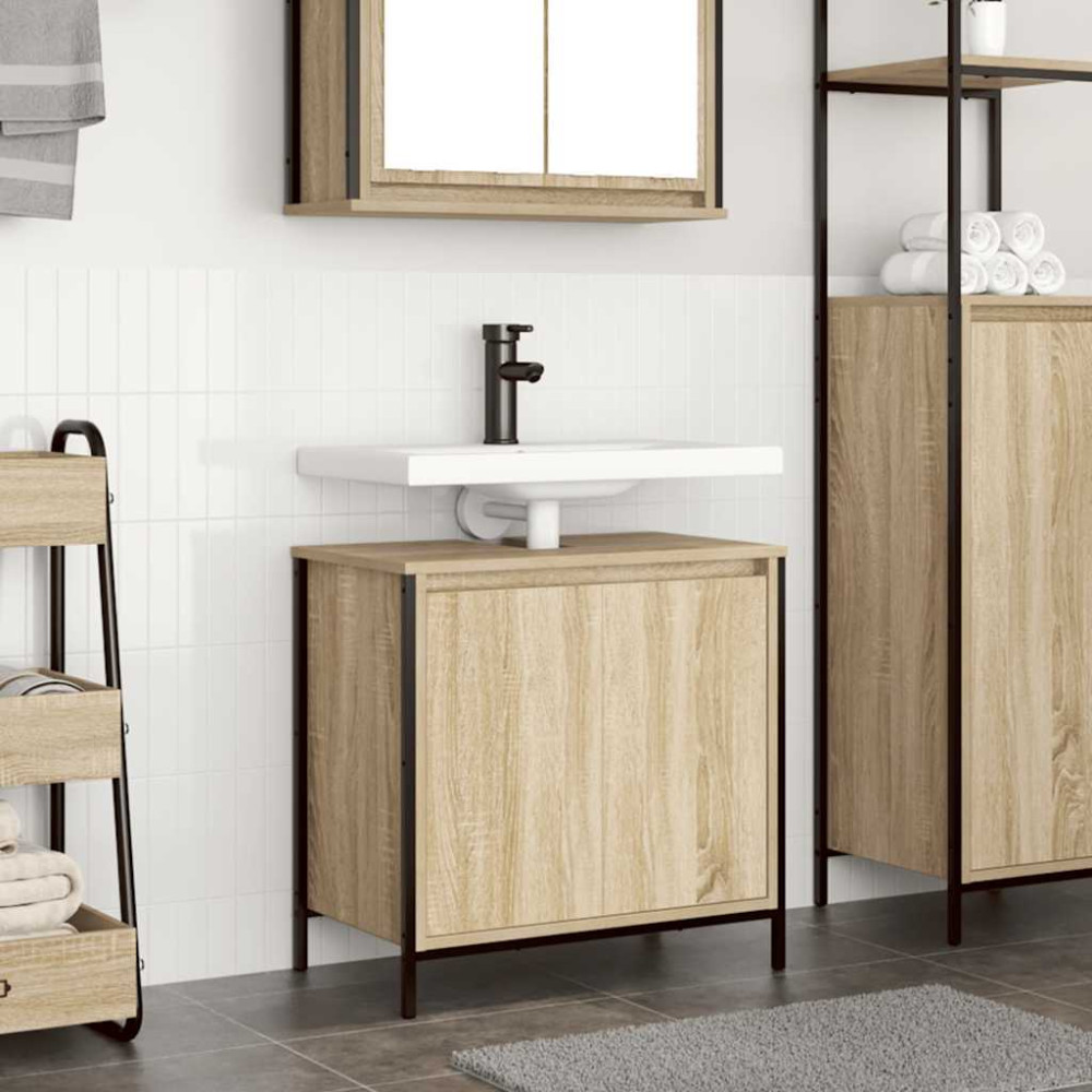 Produktbild för Tvättställsskåp för badrum sonoma-ek 60x34,5x60 cm
