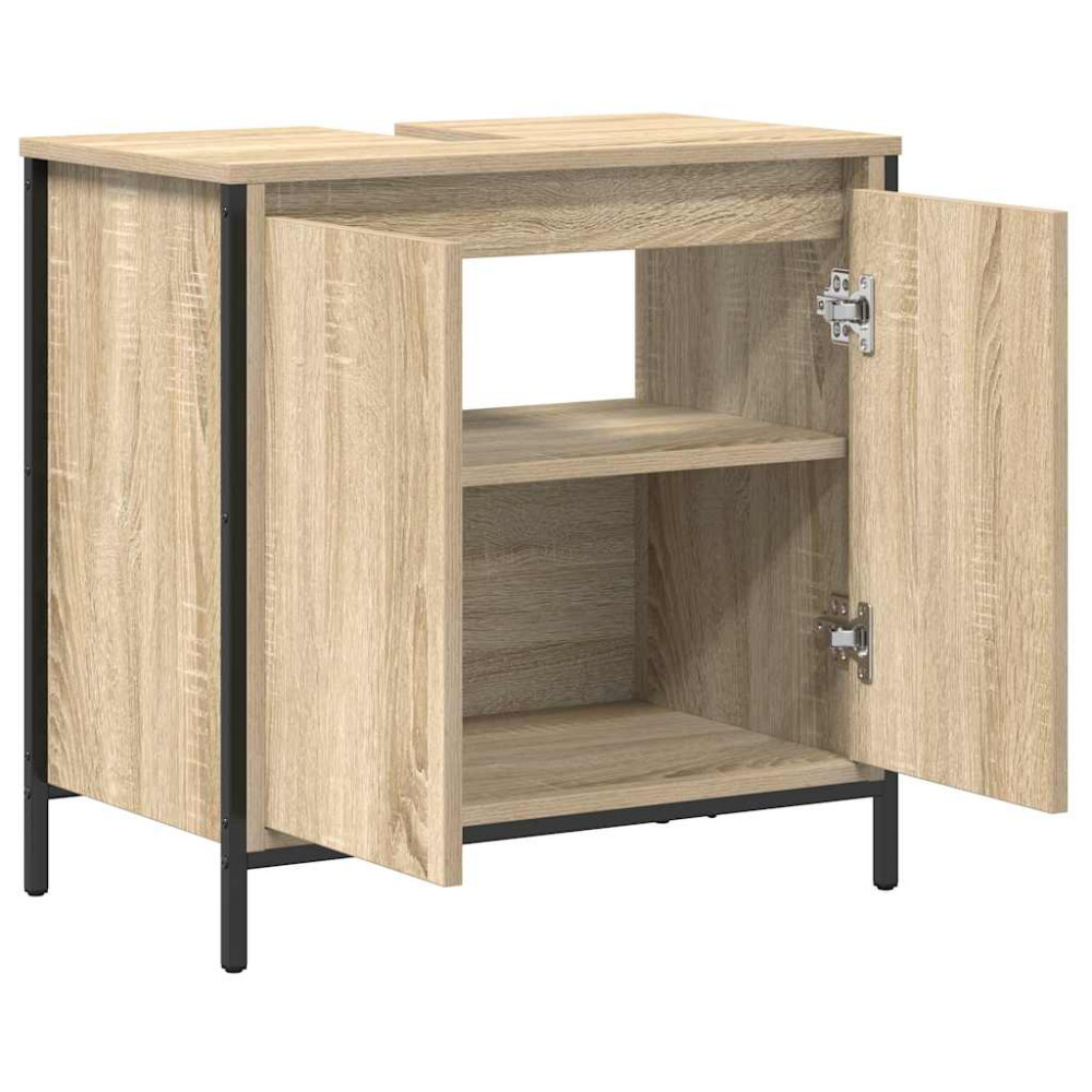 Produktbild för Tvättställsskåp för badrum sonoma-ek 60x34,5x60 cm