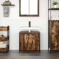 Produktbild för Tvättställsskåp för badrum rökfärgad ek 60x34,5x60 cm