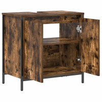 Produktbild för Tvättställsskåp för badrum rökfärgad ek 60x34,5x60 cm
