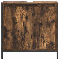 Produktbild för Tvättställsskåp för badrum rökfärgad ek 60x34,5x60 cm