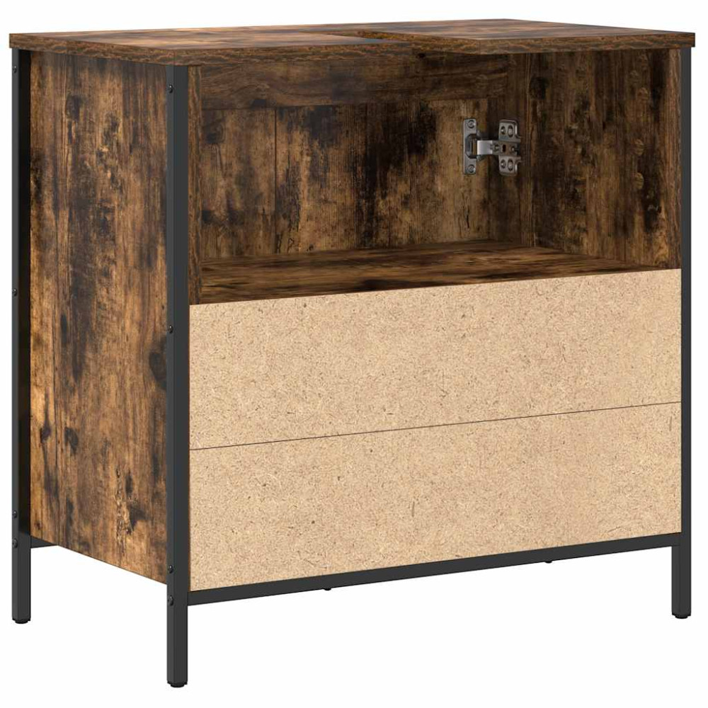 Produktbild för Tvättställsskåp för badrum rökfärgad ek 60x34,5x60 cm