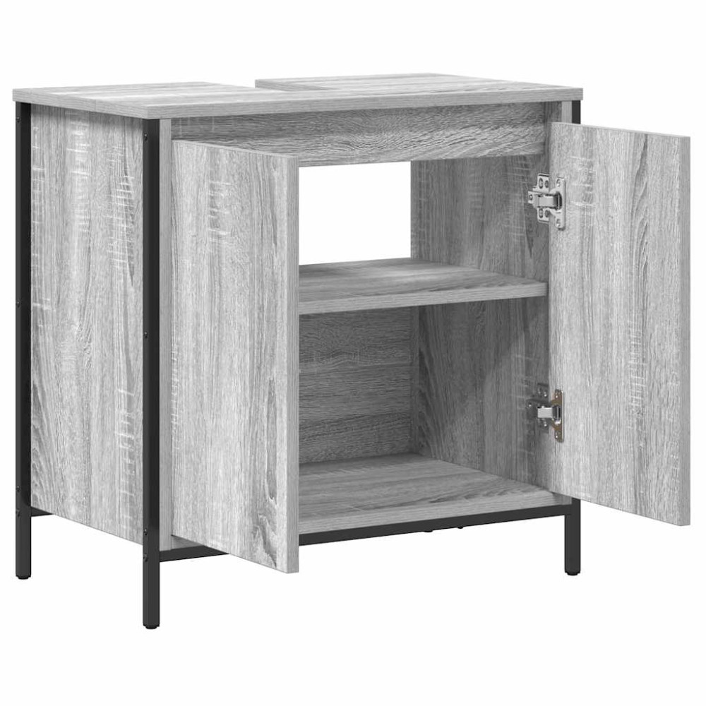 Produktbild för Tvättställsskåp för badrum grå sonoma 60x34,5x60 cm