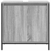 Produktbild för Tvättställsskåp för badrum grå sonoma 60x34,5x60 cm