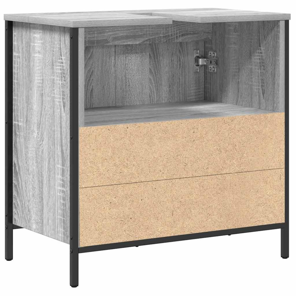 Produktbild för Tvättställsskåp för badrum grå sonoma 60x34,5x60 cm