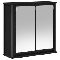 Produktbild för Väggskåp för badrum med spegel svart ek 60x21x60 cm