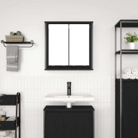 Produktbild för Väggskåp för badrum med spegel svart ek 60x21x60 cm