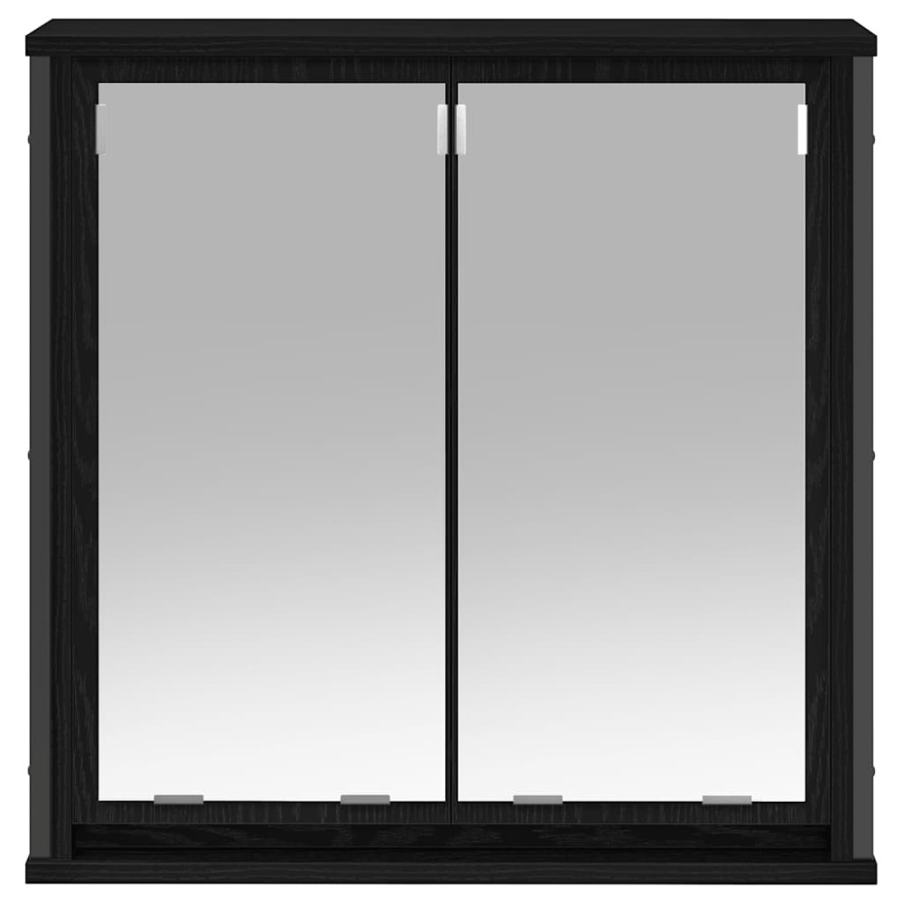 Produktbild för Väggskåp för badrum med spegel svart ek 60x21x60 cm