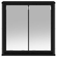 Produktbild för Väggskåp för badrum med spegel svart ek 60x21x60 cm
