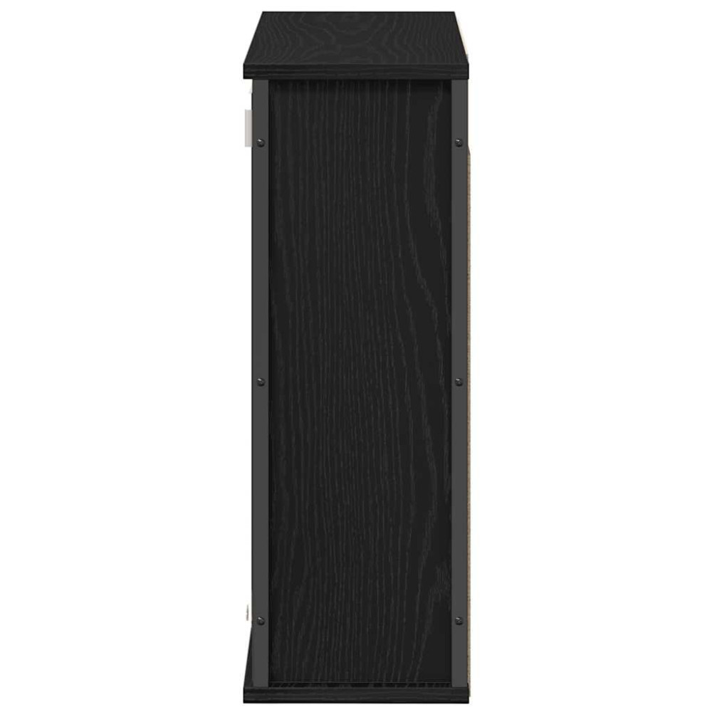 Produktbild för Väggskåp för badrum med spegel svart ek 60x21x60 cm