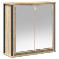 Produktbild för Väggskåp för badrum med spegel sonoma-ek 60x21x60 cm