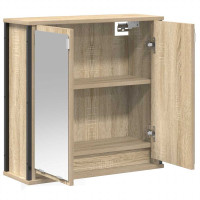 Produktbild för Väggskåp för badrum med spegel sonoma-ek 60x21x60 cm