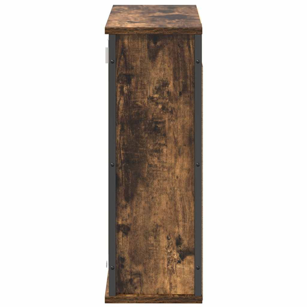 Produktbild för Väggskåp för badrum med spegel rökfärgad ek 60x21x60 cm