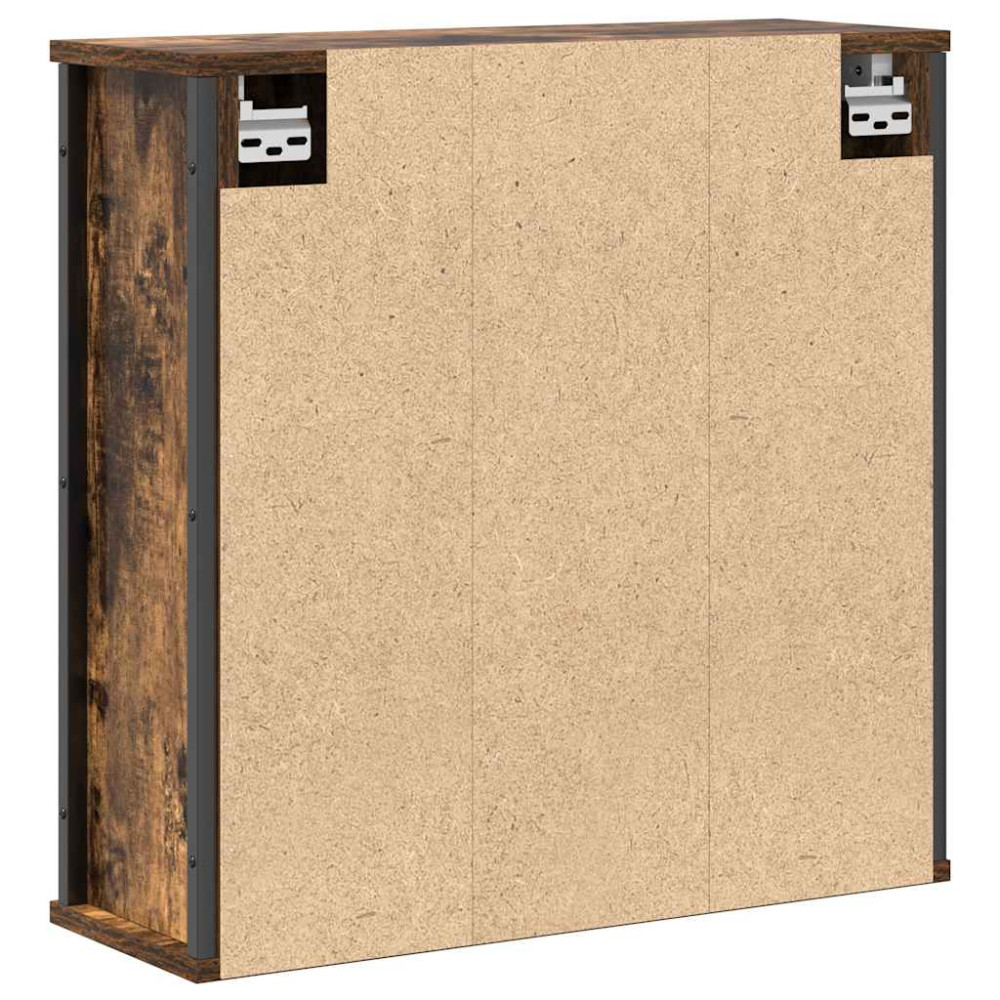 Produktbild för Väggskåp för badrum med spegel rökfärgad ek 60x21x60 cm