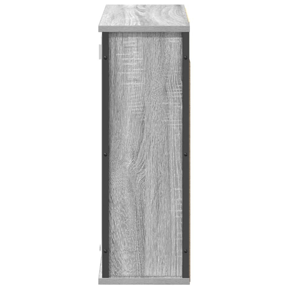 Produktbild för Väggskåp för badrum med spegel grå sonoma 60x21x60 cm