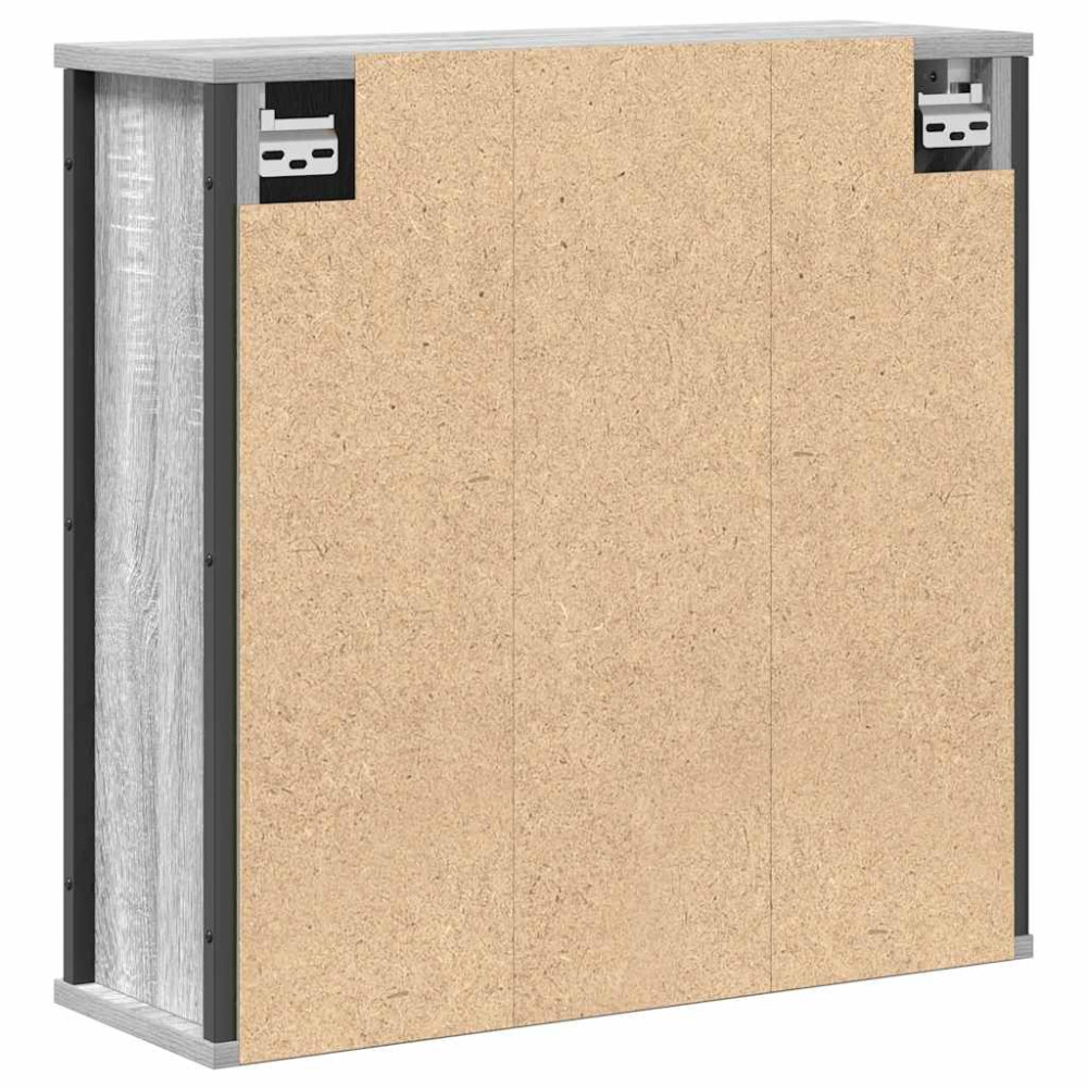 Produktbild för Väggskåp för badrum med spegel grå sonoma 60x21x60 cm