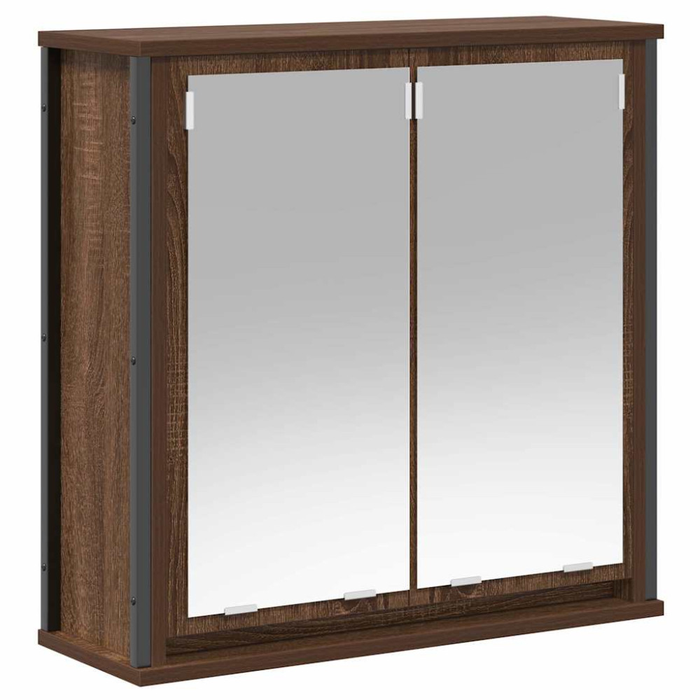 Produktbild för Väggskåp för badrum med spegel brun ek 60x21x60 cm