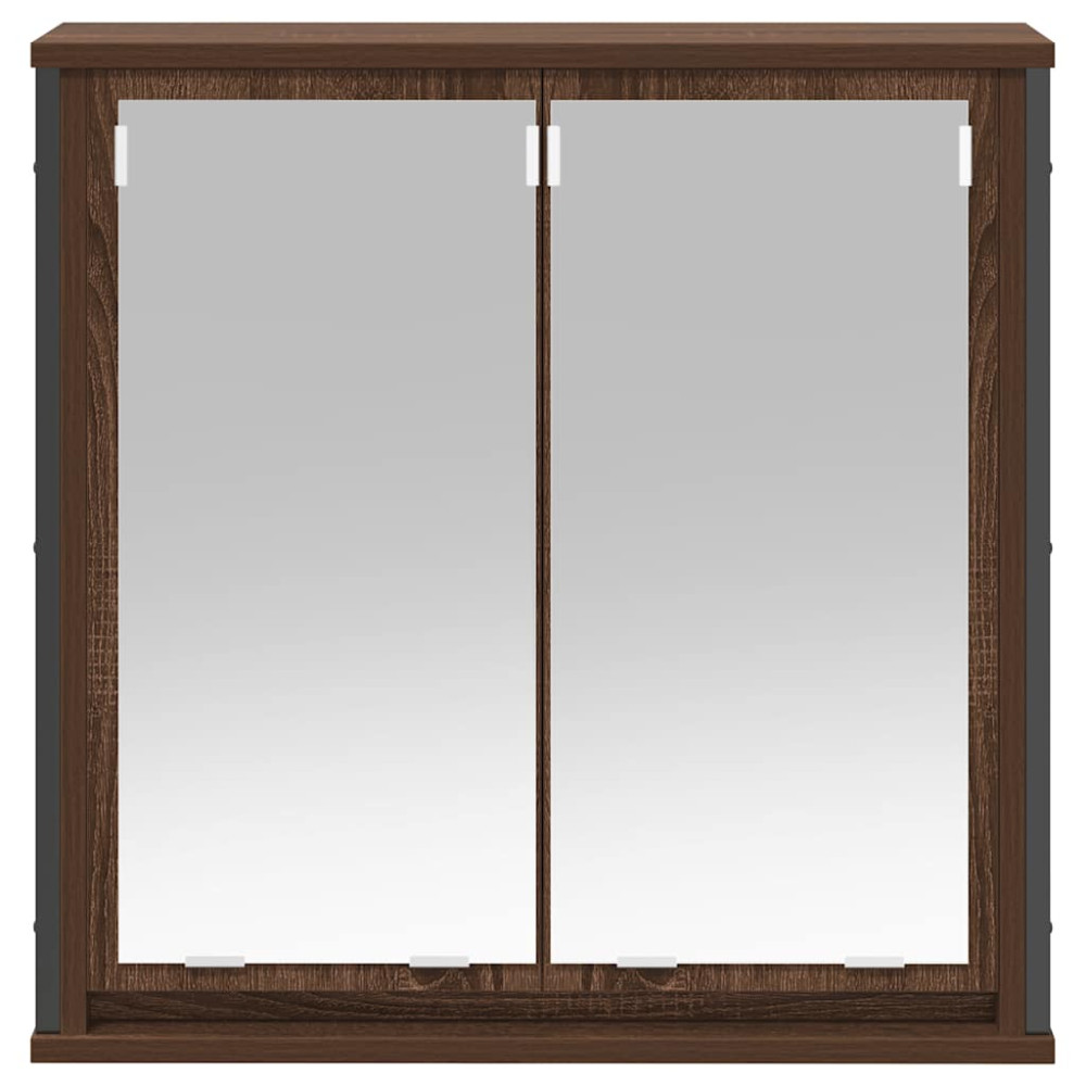 Produktbild för Väggskåp för badrum med spegel brun ek 60x21x60 cm