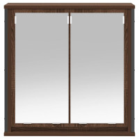 Produktbild för Väggskåp för badrum med spegel brun ek 60x21x60 cm