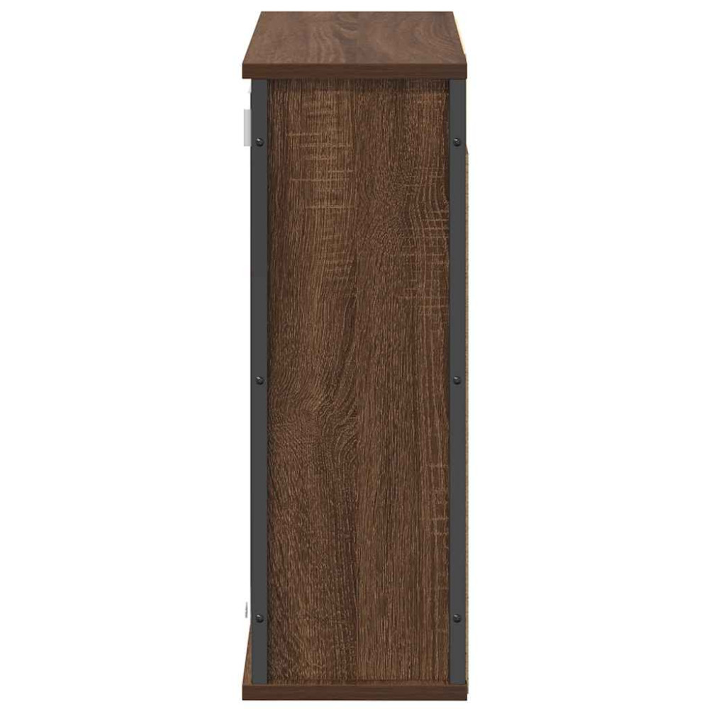 Produktbild för Väggskåp för badrum med spegel brun ek 60x21x60 cm