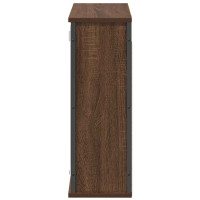Produktbild för Väggskåp för badrum med spegel brun ek 60x21x60 cm