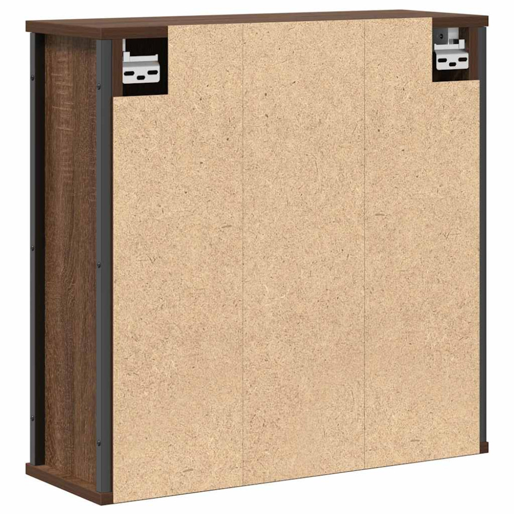 Produktbild för Väggskåp för badrum med spegel brun ek 60x21x60 cm