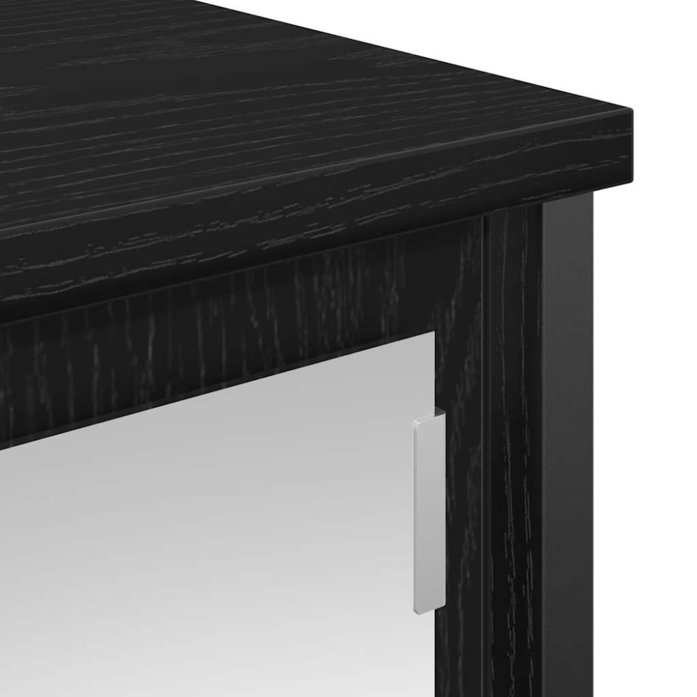 Produktbild för Väggskåp för badrum med spegel svart ek 50x21x60 cm