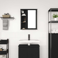 Produktbild för Väggskåp för badrum med spegel svart ek 50x21x60 cm