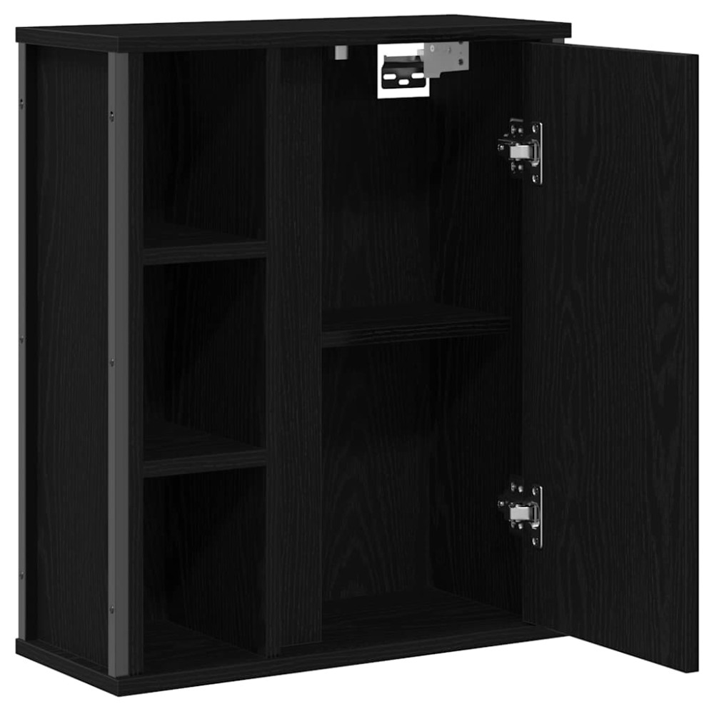 Produktbild för Väggskåp för badrum med spegel svart ek 50x21x60 cm