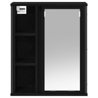 Produktbild för Väggskåp för badrum med spegel svart ek 50x21x60 cm