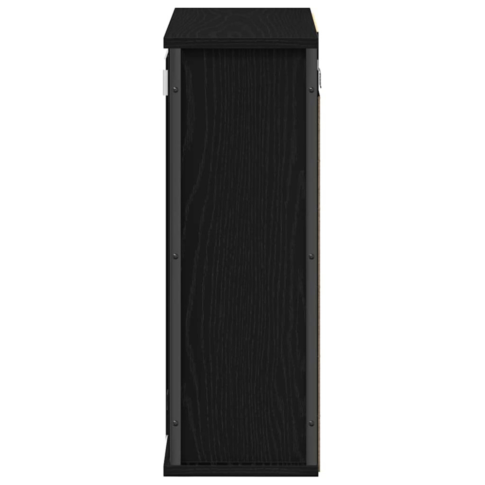 Produktbild för Väggskåp för badrum med spegel svart ek 50x21x60 cm