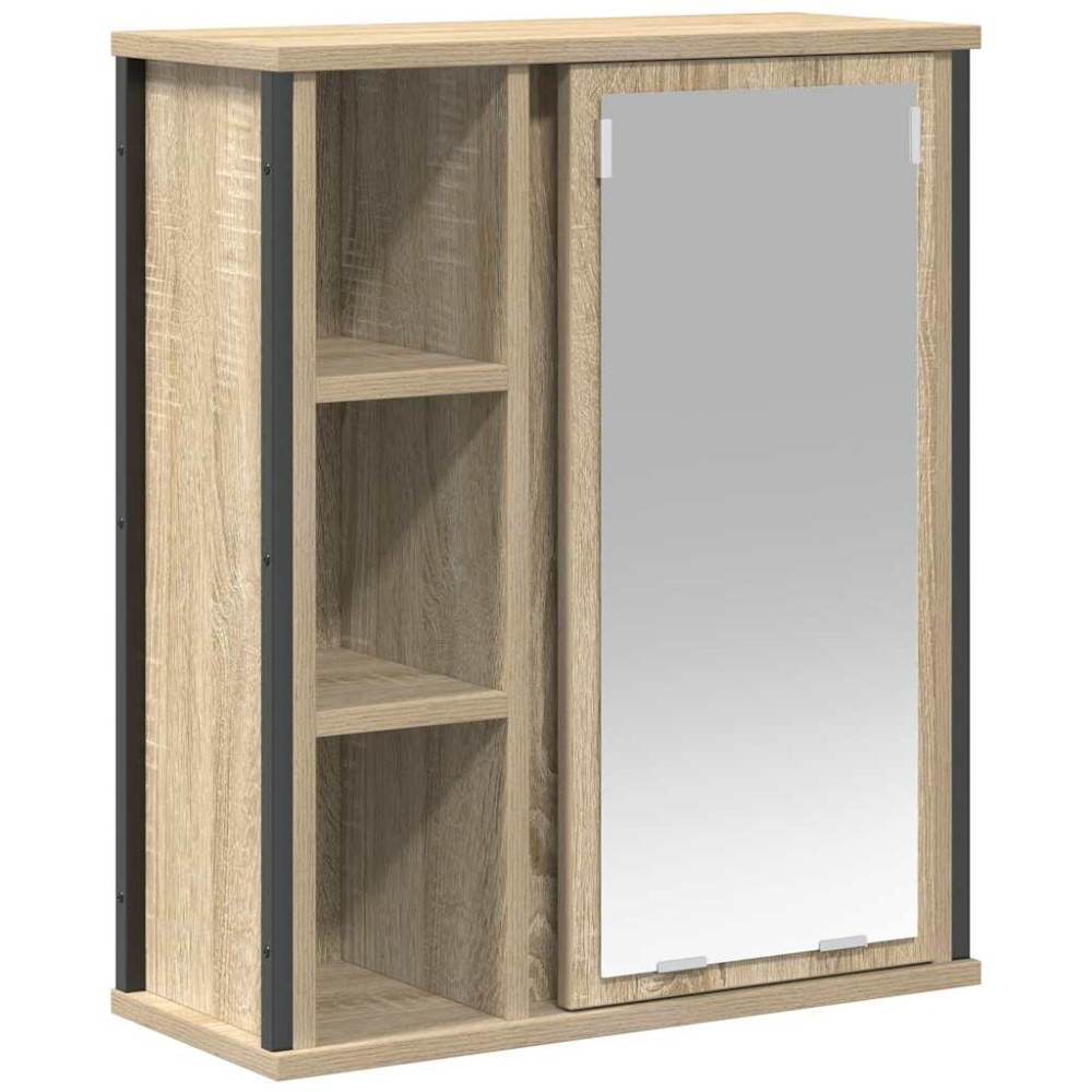 Produktbild för Väggskåp för badrum med spegel sonoma-ek 50x21x60 cm