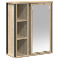 Produktbild för Väggskåp för badrum med spegel sonoma-ek 50x21x60 cm