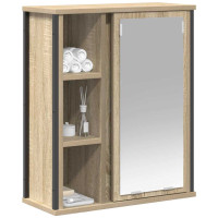 Produktbild för Väggskåp för badrum med spegel sonoma-ek 50x21x60 cm