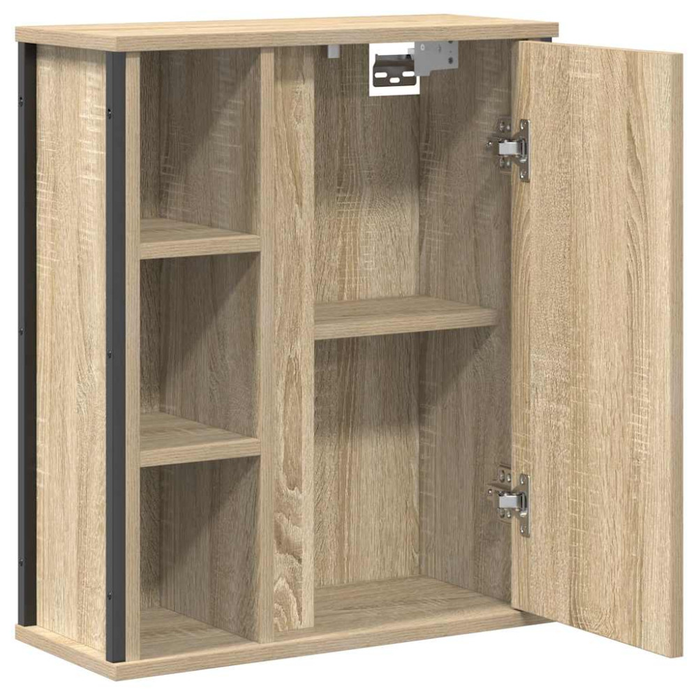 Produktbild för Väggskåp för badrum med spegel sonoma-ek 50x21x60 cm