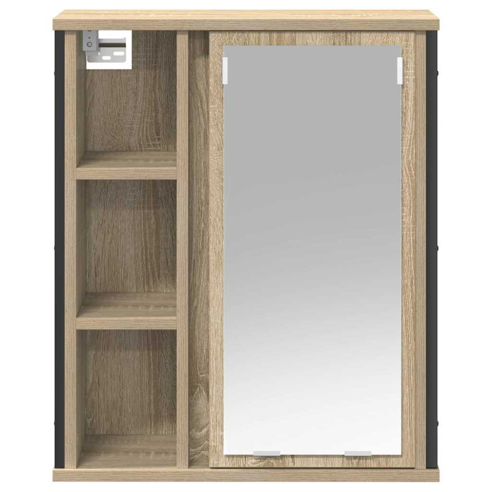 Produktbild för Väggskåp för badrum med spegel sonoma-ek 50x21x60 cm