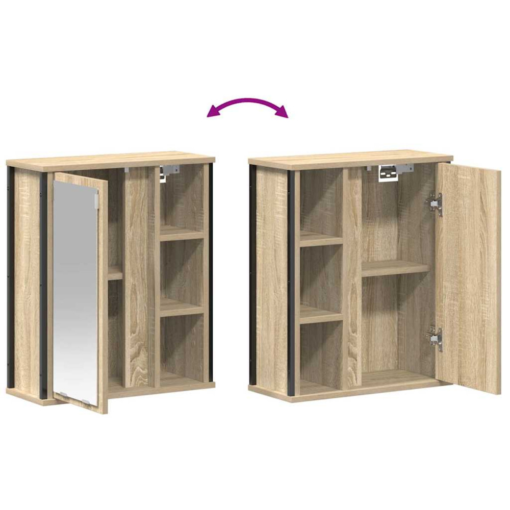 Produktbild för Väggskåp för badrum med spegel sonoma-ek 50x21x60 cm