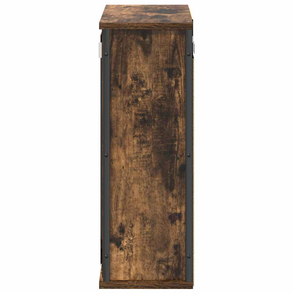 Produktbild för Väggskåp för badrum med spegel rökfärgad ek 50x21x60 cm