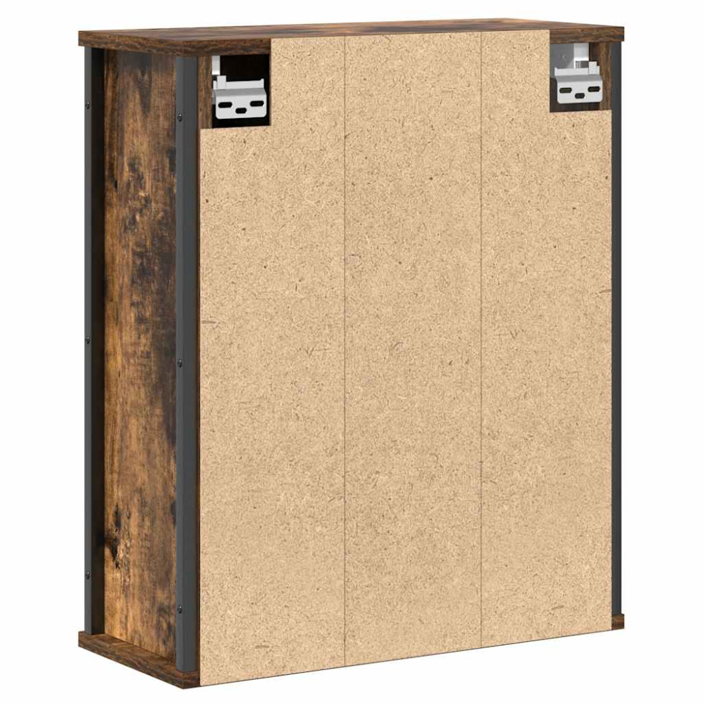 Produktbild för Väggskåp för badrum med spegel rökfärgad ek 50x21x60 cm