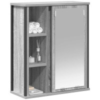 Produktbild för Väggskåp för badrum med spegel grå sonoma 50x21x60 cm