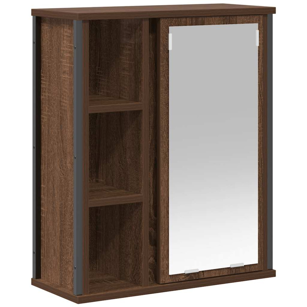 Produktbild för Väggskåp för badrum med spegel brun ek 50x21x60 cm