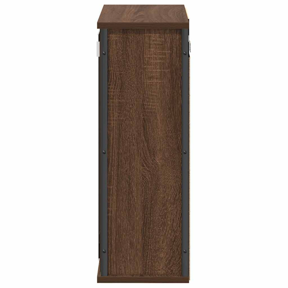 Produktbild för Väggskåp för badrum med spegel brun ek 50x21x60 cm
