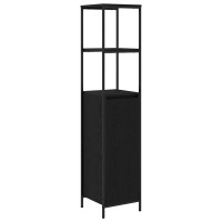 Produktbild för Badrumsskåp med hyllor svart ek 36x35x165 cm