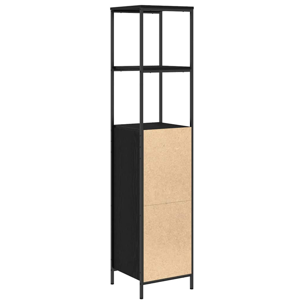 Produktbild för Badrumsskåp med hyllor svart ek 36x35x165 cm