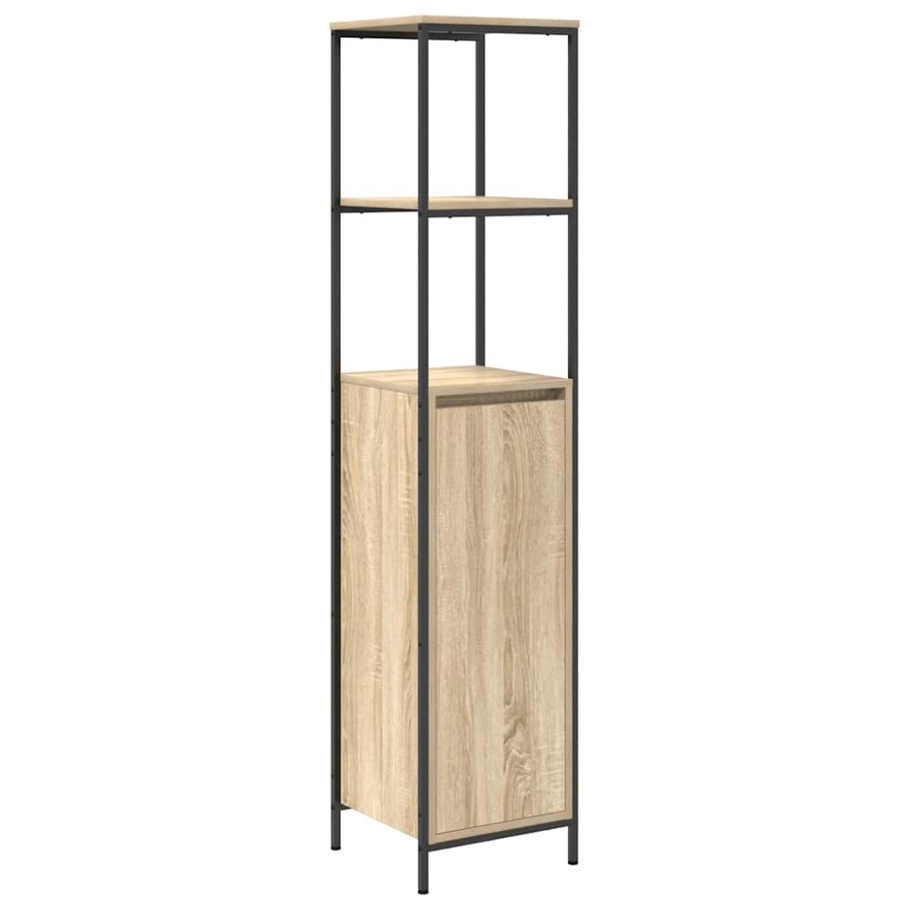 Produktbild för Badrumsskåp med hyllor sonoma-ek 36x35x165 cm