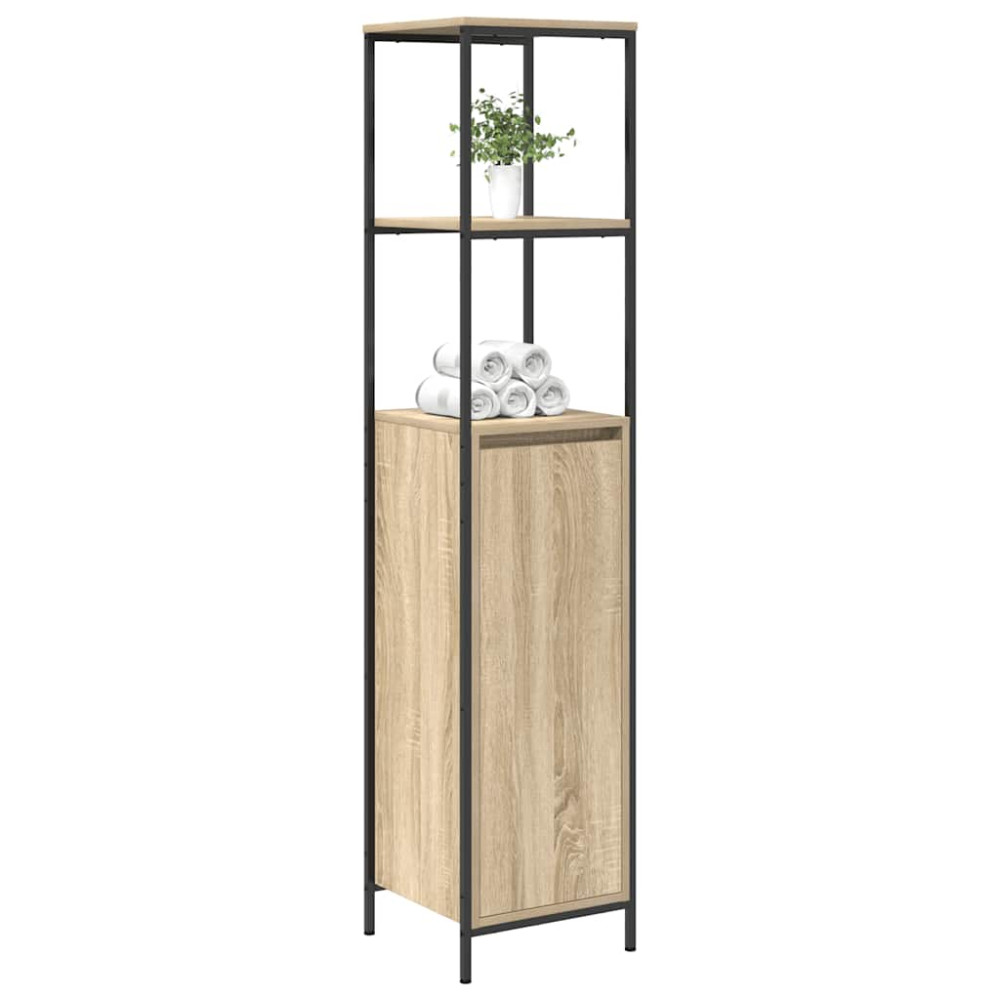 Produktbild för Badrumsskåp med hyllor sonoma-ek 36x35x165 cm