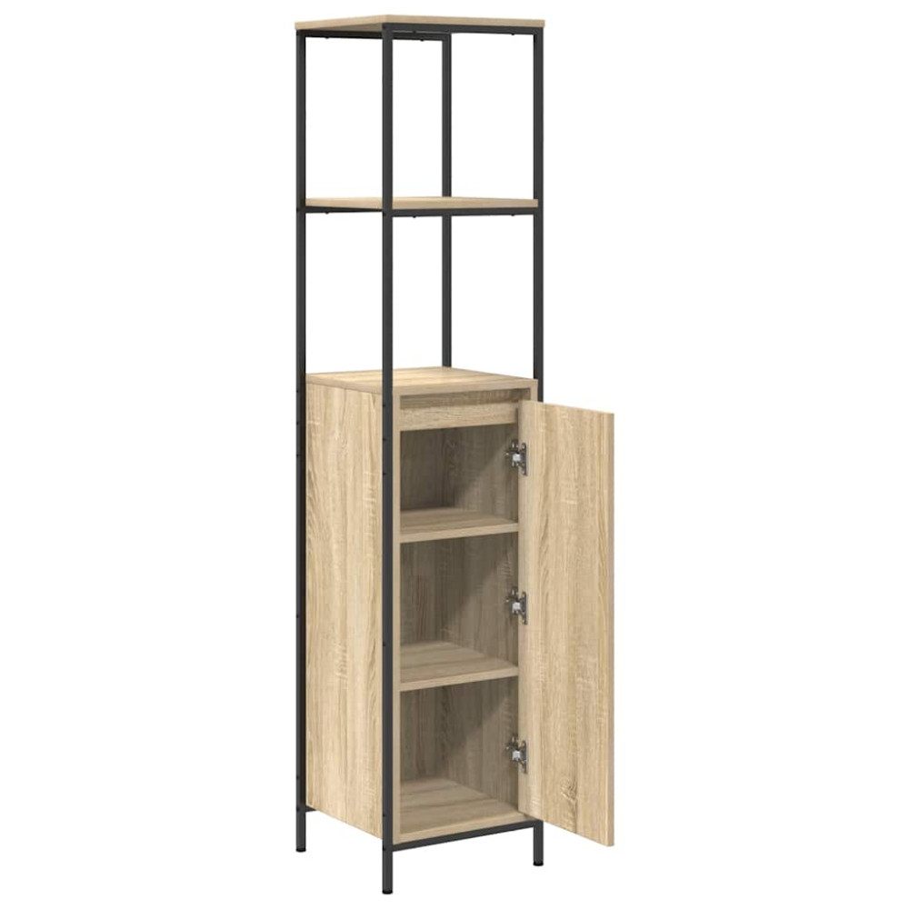 Produktbild för Badrumsskåp med hyllor sonoma-ek 36x35x165 cm