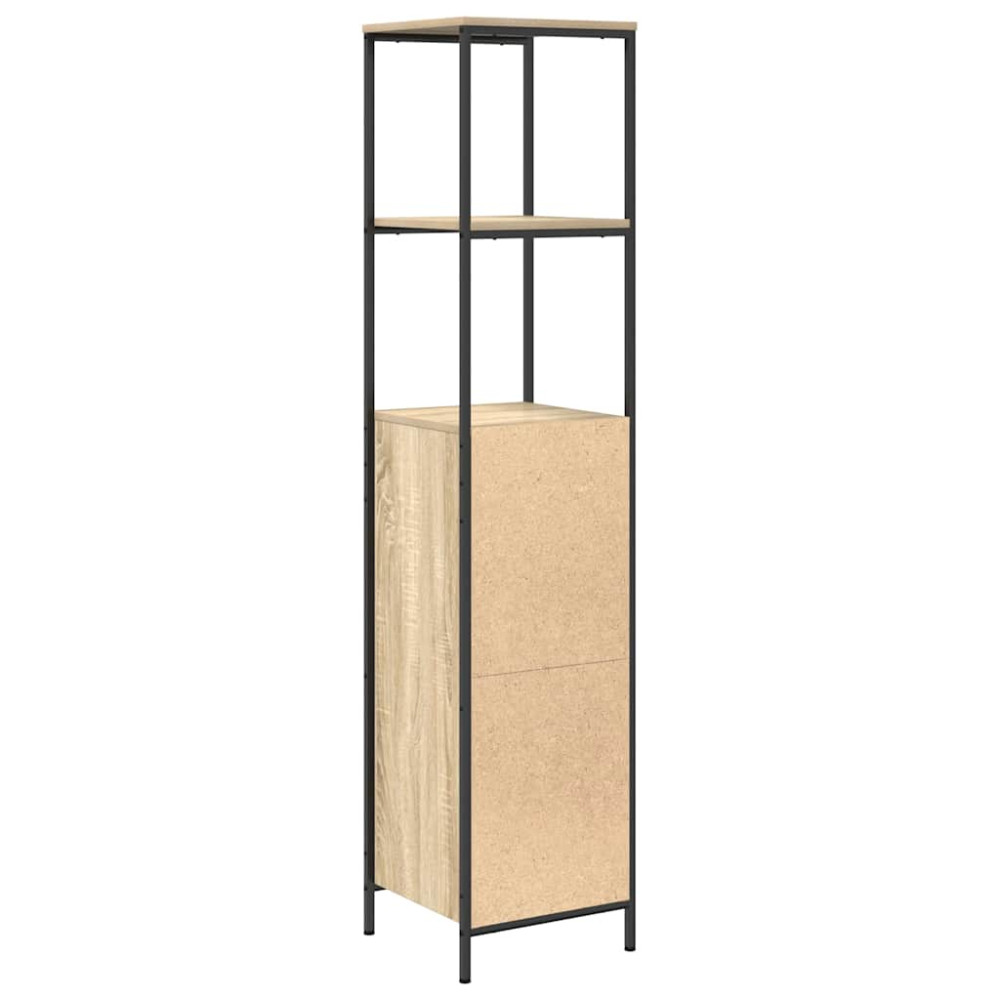 Produktbild för Badrumsskåp med hyllor sonoma-ek 36x35x165 cm